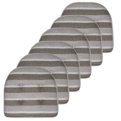 Front. Sweet Home Collection - Bradford Striped U Shaped Memory Foam 17" x 16" Chair Cushion, 6-Pack - Silver/Brown.