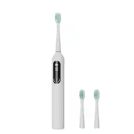 Cluzine - Electric Toothbrush with LCD Screen Smart Soft Bristles IPX7 Waterproof 5 Modes Sonic Cleaning - White
