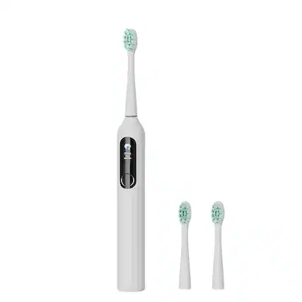 Front. Cluzine - Electric Toothbrush with LCD Screen Smart Soft Bristles IPX7 Waterproof 5 Modes Sonic Cleaning White - White.
