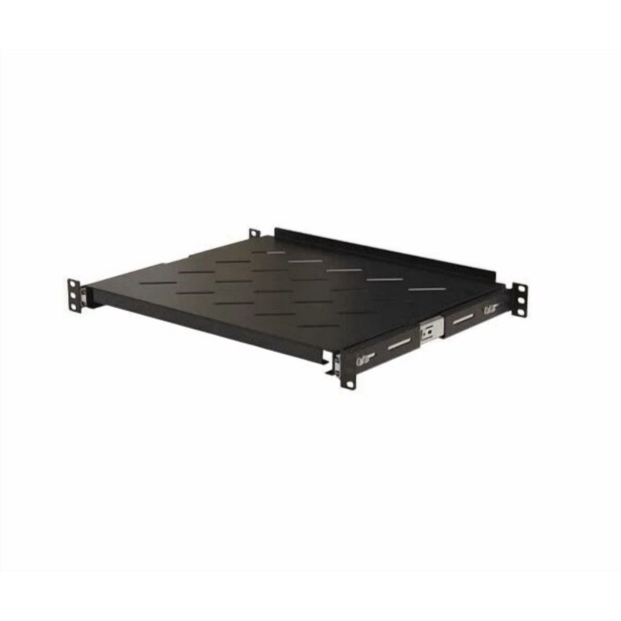 Front. Cables Direct Online - 1U 19" Server Shelf Rack Mount for 4-Post Racks, Adjustable 14"-17" Depth, Vented Steel, 40 Lb Capacity - Black.