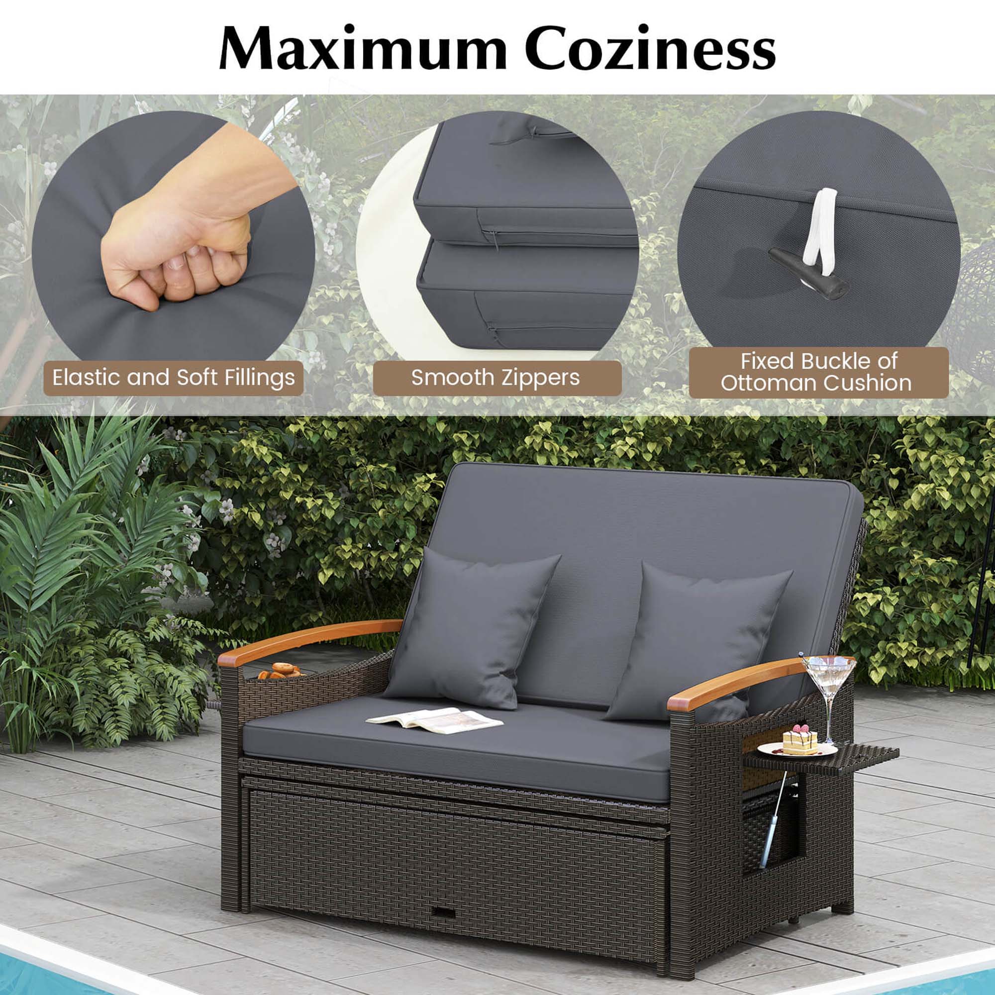 Maximum Coziness

- Elastic and Soft Fillings
- Smooth Zippers
- Fixed Buckle of Ottoman Cushion