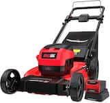 POWERSMART - 3-in-1 80V 21" Cordless Lawn Mower Battery Lawn Mower with 6.0Ah Battery and Charger, Brushless Motor - Red