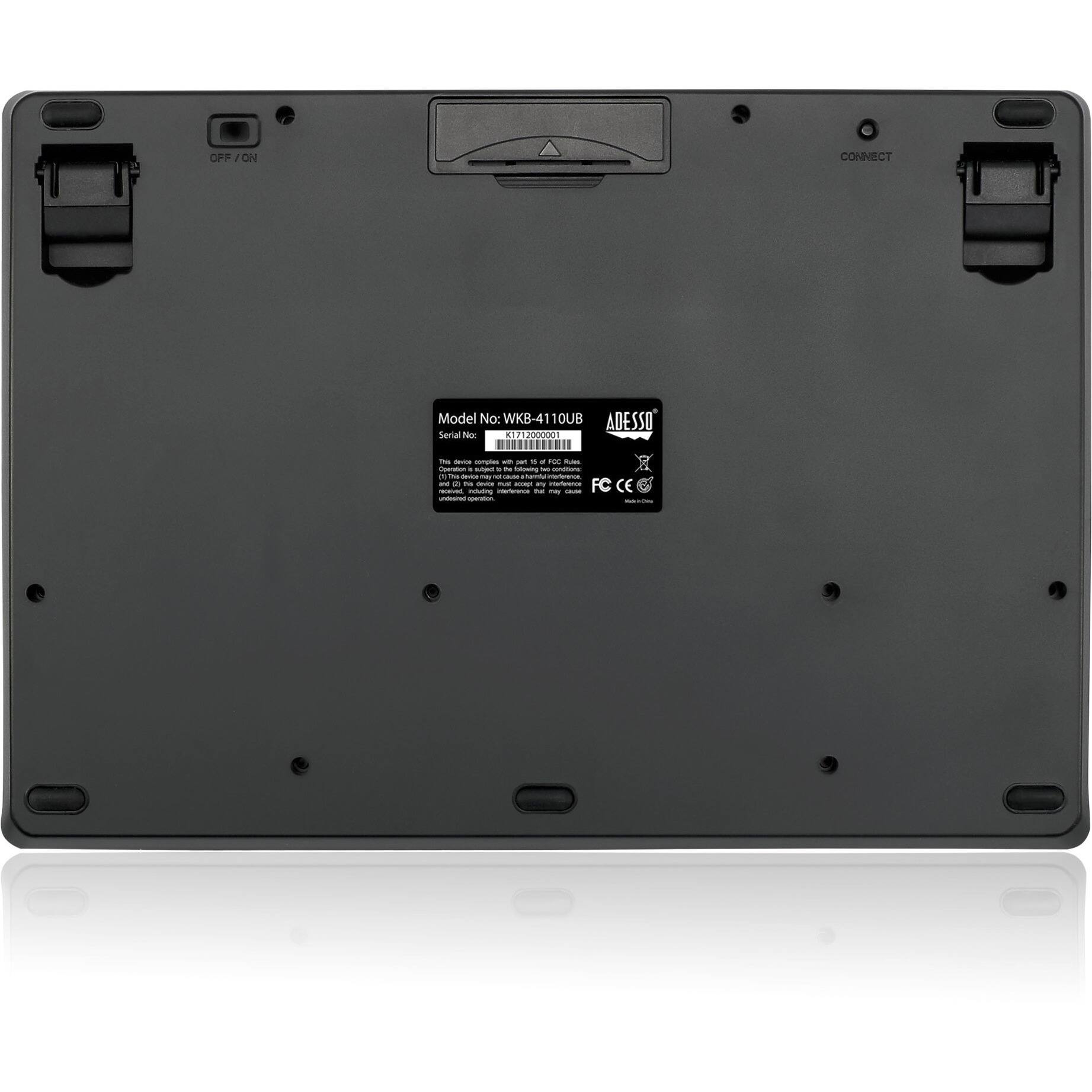 Model No: WKB-4110  
Serial No: K1712000001  
10UB  

ADESSO  

FC CE  

OFF / ON  
CONNECT