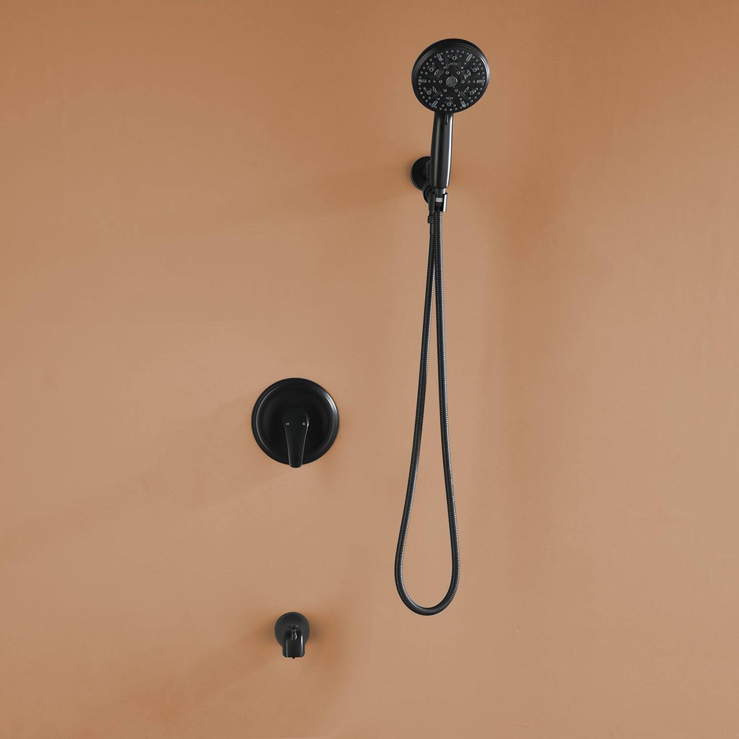 Alt View 3. Boyel Living - Matte Black Shower Set with 10 Function Handheld Shower and cUPC Pressure Balance Valve - Matte Black.