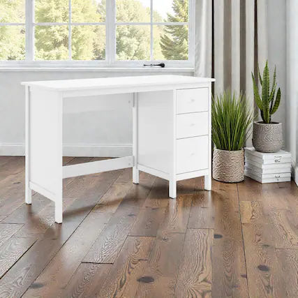 Front. Hivvago - Stylish 48" Office Desk with Multiple Drawers for Organized Workspace - White.