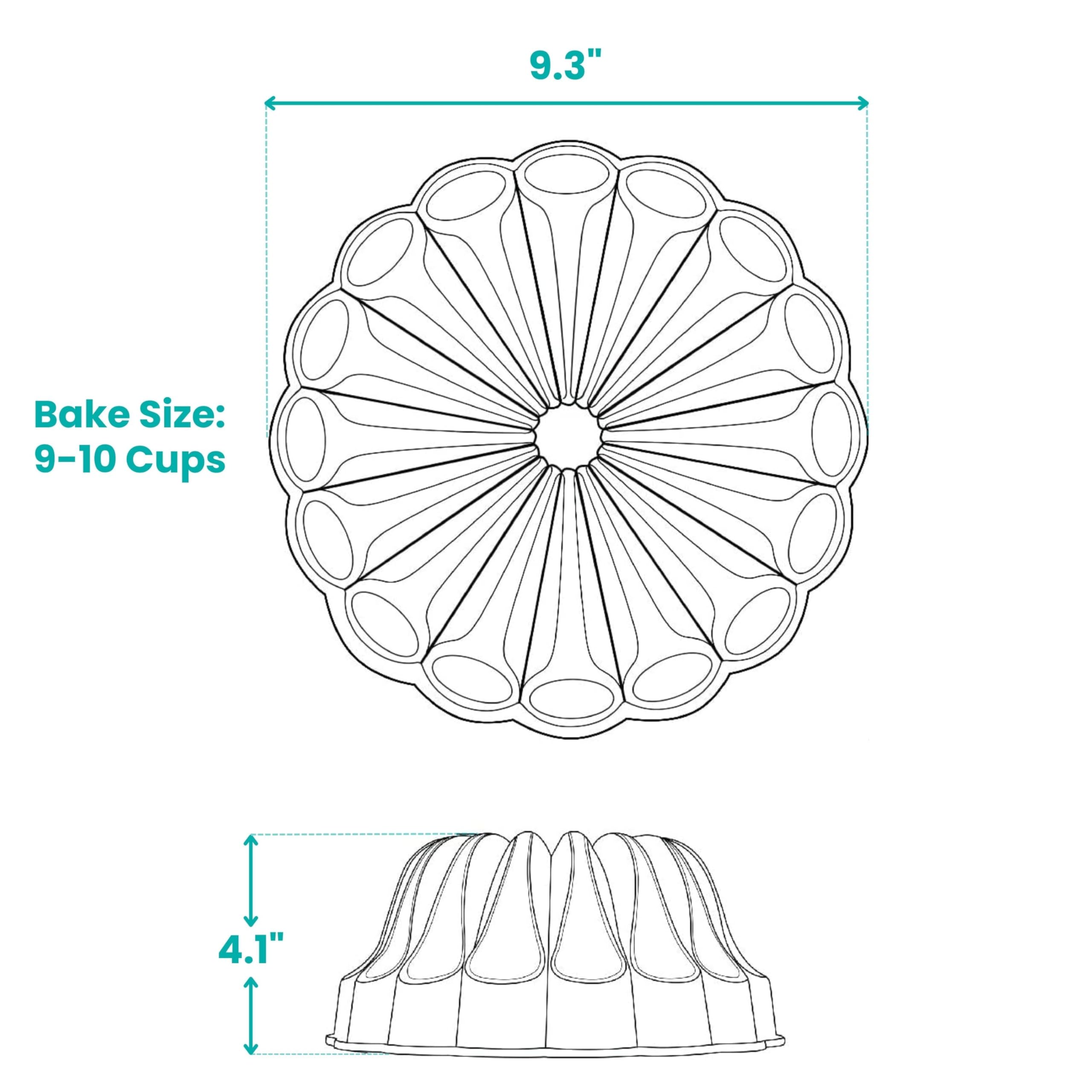 9.3"  
Bake Size: 9-10 Cups  
4.1"