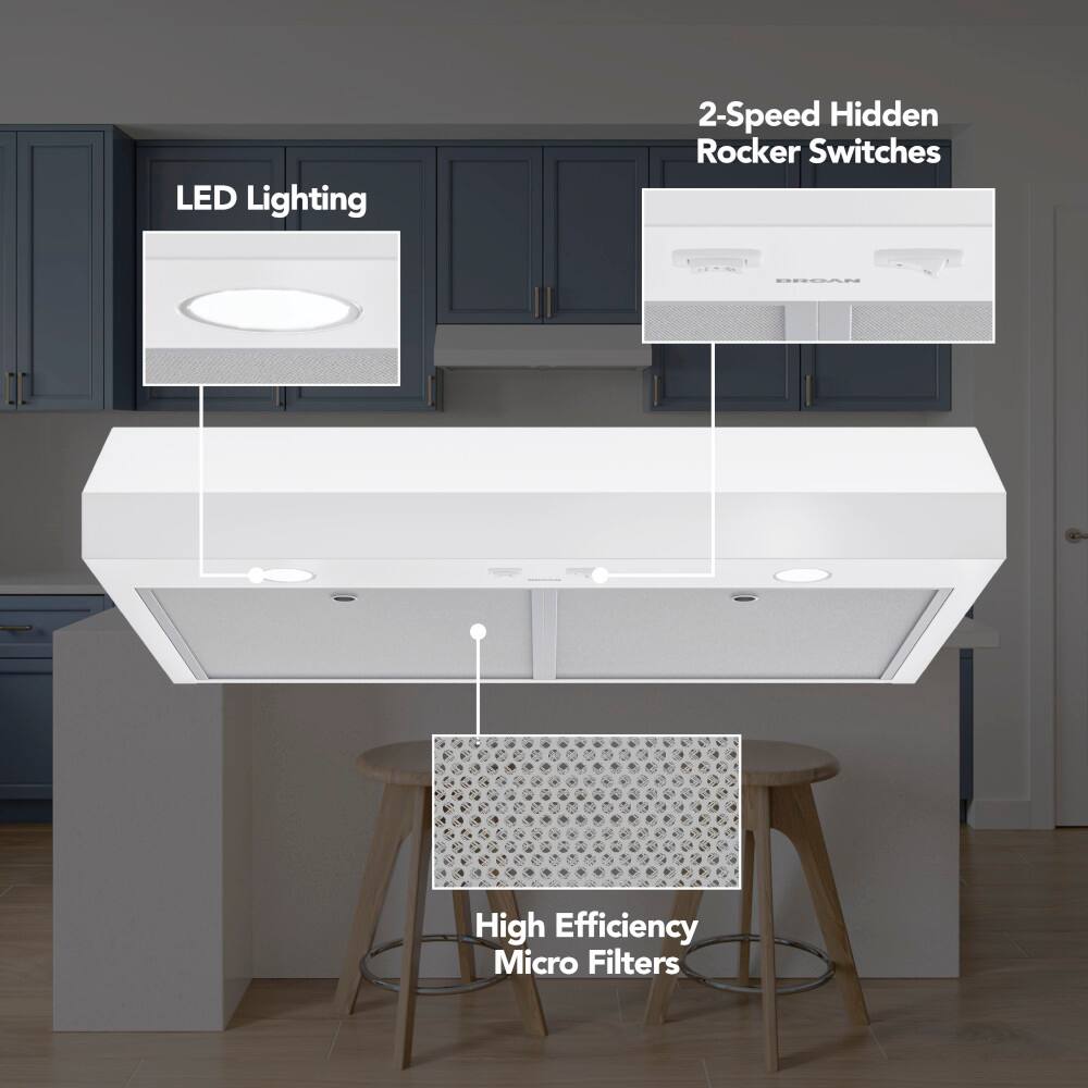 The text on the image reads: "LED Lighting 2-Speed Hidden Rocker Switches High Efficiency Micro Filters."