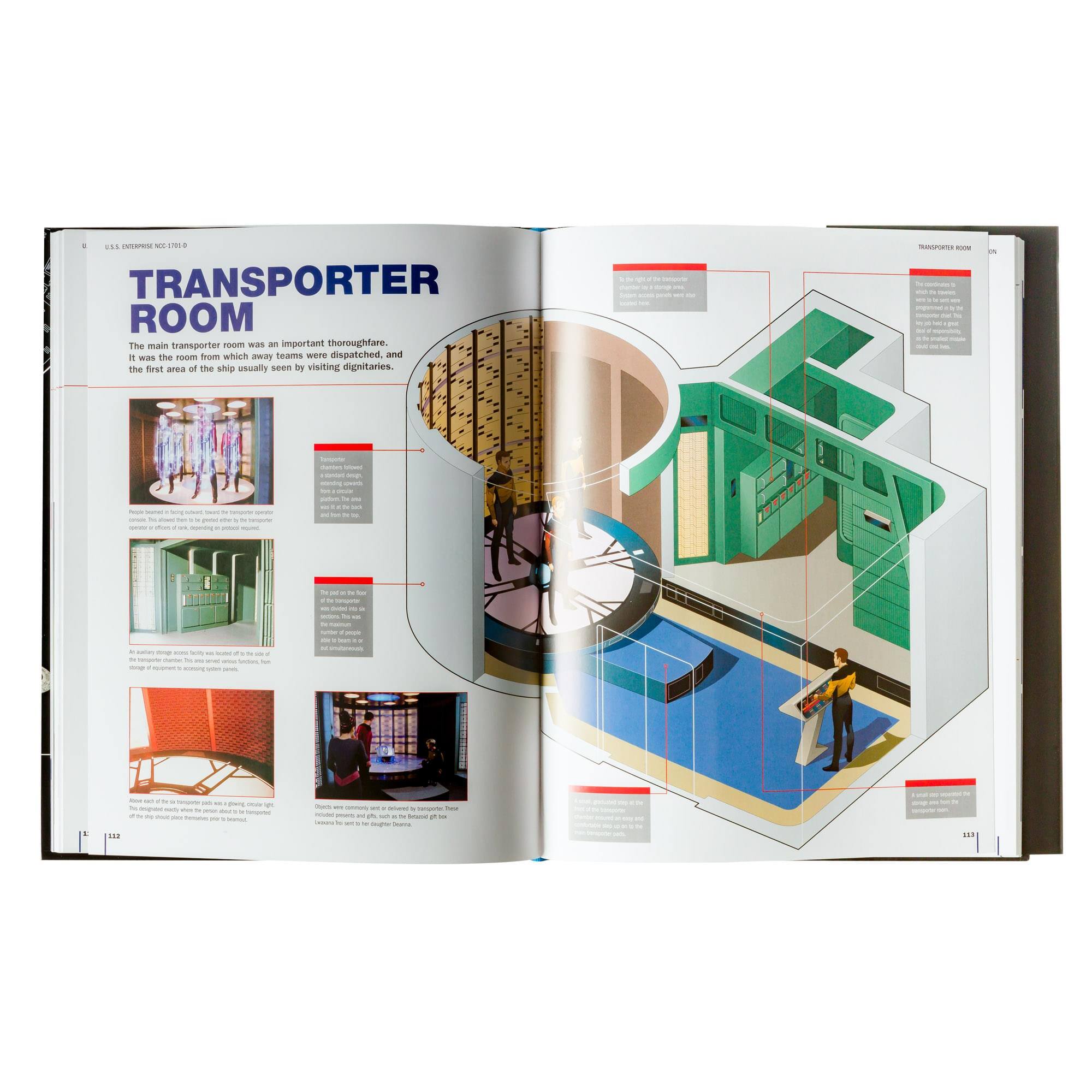 - QUERPRM -11L8 TRANSPORTER ROOM  
The main transporter room was an important thoroughfare, the first area of the ship usually seen by visiting dignitaries.