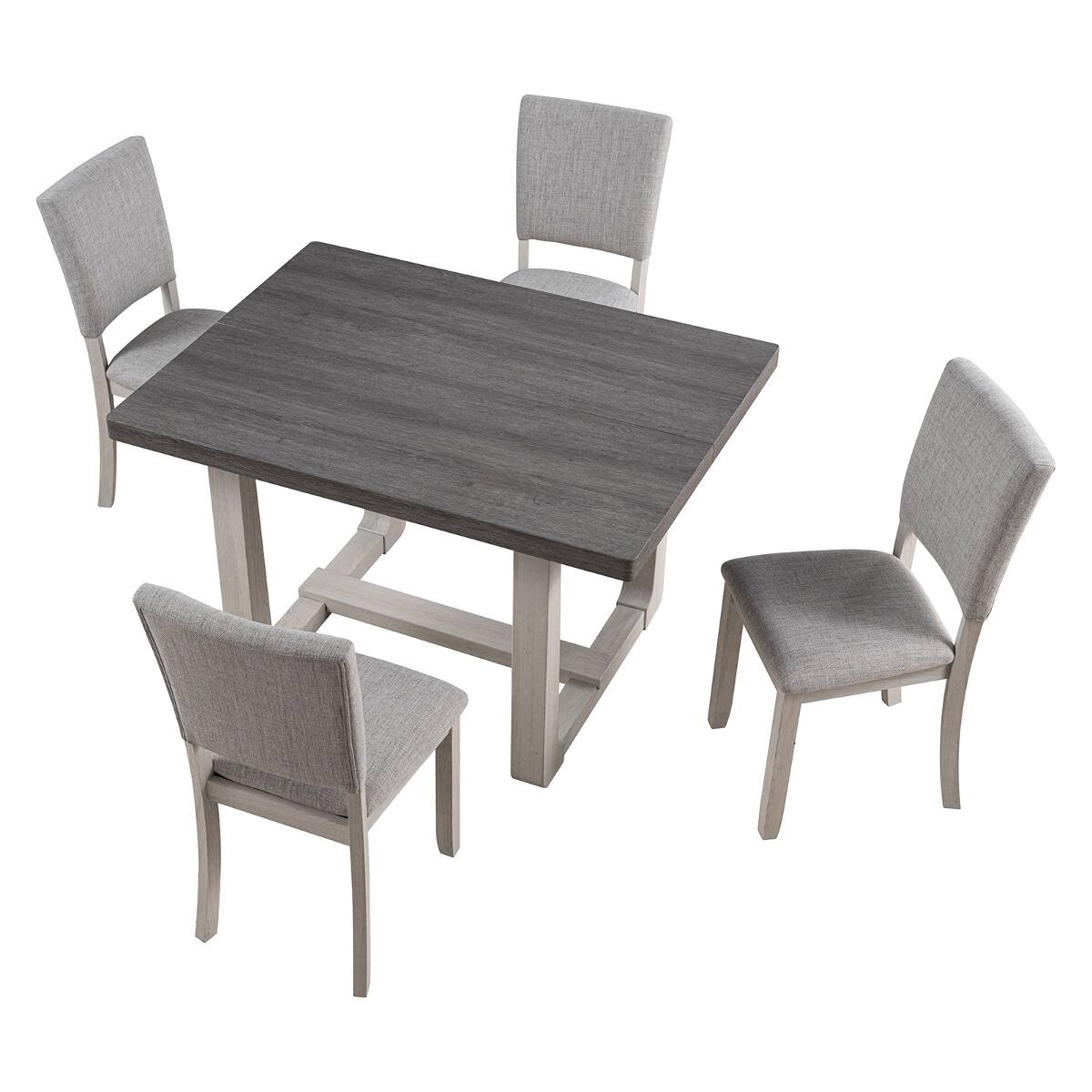 Alt View 3. Loheer - Loheer Gray Rectangular Dining Table, Transitional Trestle Base, Seats Four - Gray.