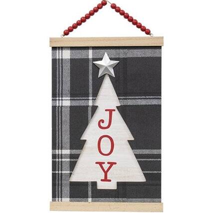 Front. BreeBe - *Joy Christmas Tree Scroll Plaque - Multi.