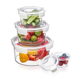 Sorbus - 4 Pack Nesting Round Plastic Food Storage Containers Stackable Meal Prep Bowls - Clear