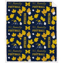 Pegasus - Michigan Wolverines 60" x 70" Fall, Family & Football Flannel Fleece Sherpa Blanket - Multicolor