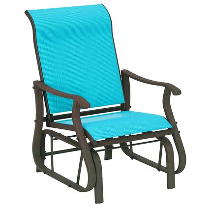 Front. Outsunny - Outdoor Glider Chair, Gliders for Outside Patio with Steel Frame and Mesh Fabric for Backyard, Garden, and Porch - Blue.