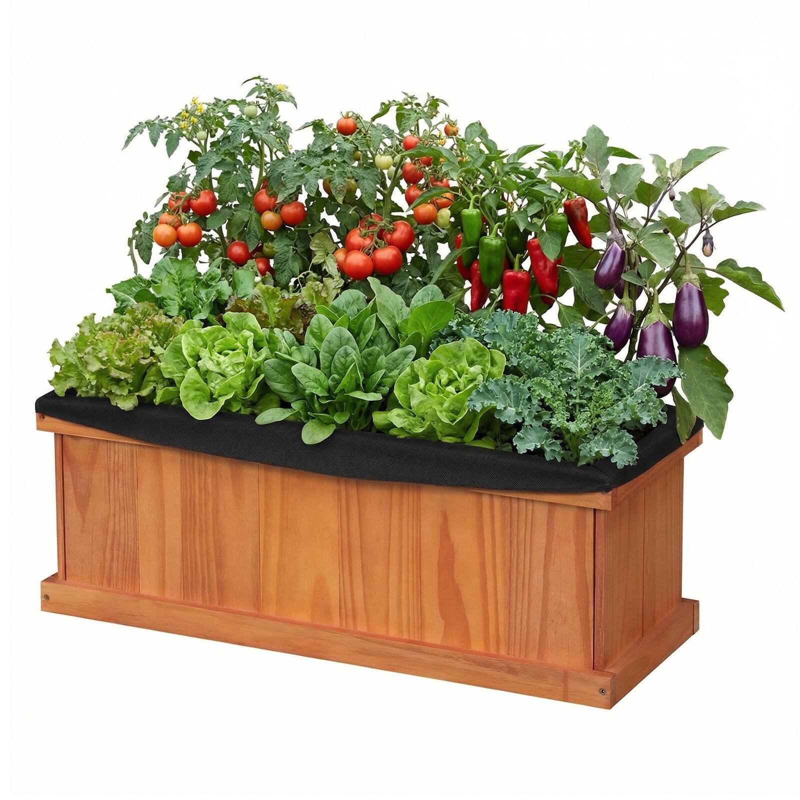 Alt View 8. Gymax - Gymax Wood Raised Garden Bed w/ Drainage Holes & Liner for Growing Flowers Herbs - Orange.