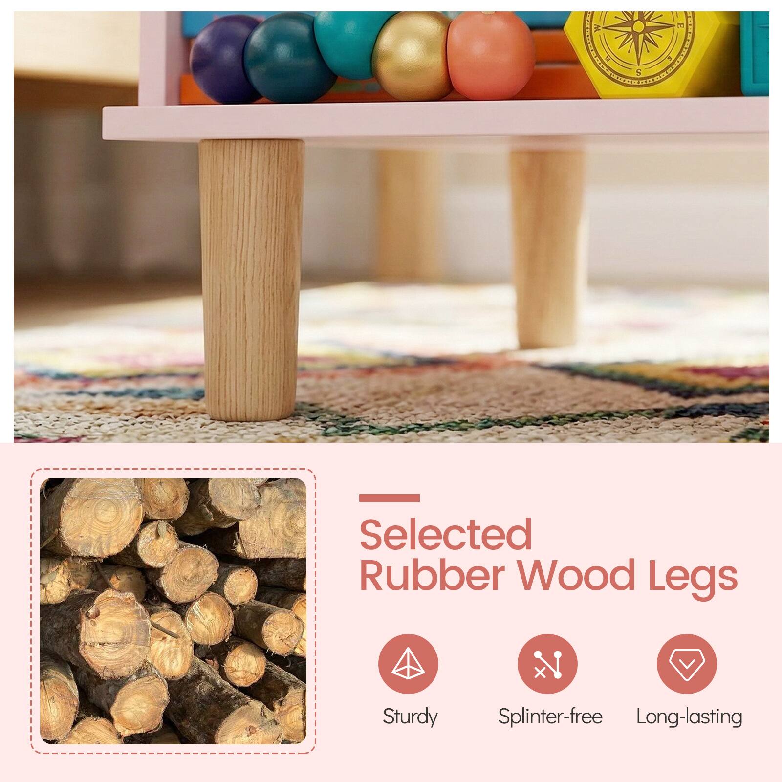Selected Rubber Wood Legs  
- Sturdy  
- Splinter-free  
- Long-lasting