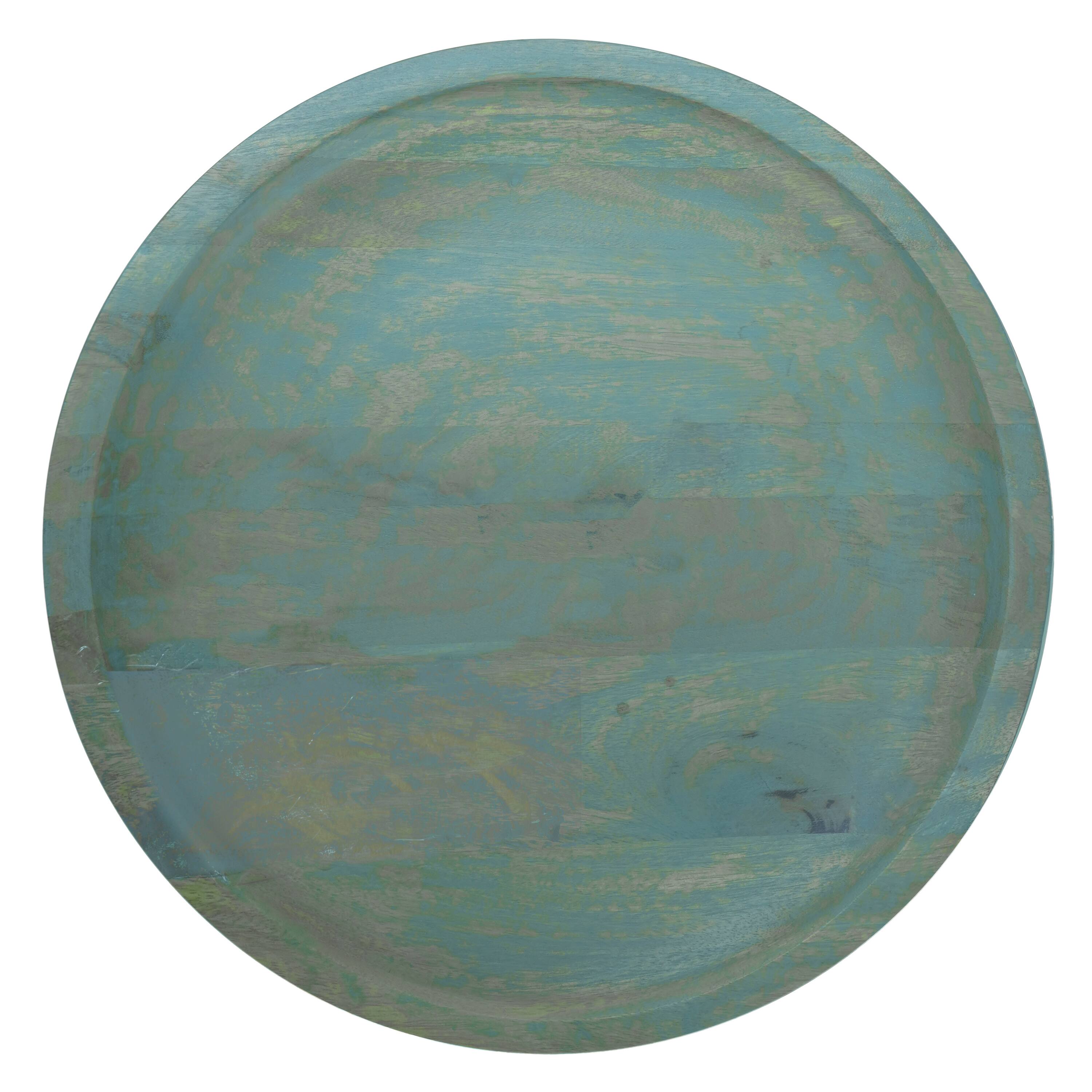 Alt View 1. Simpli Home - Haynes 16 inch Wide Solid Mango Boho Accent Table in Teal Wash, Assembled - Teal Wash.