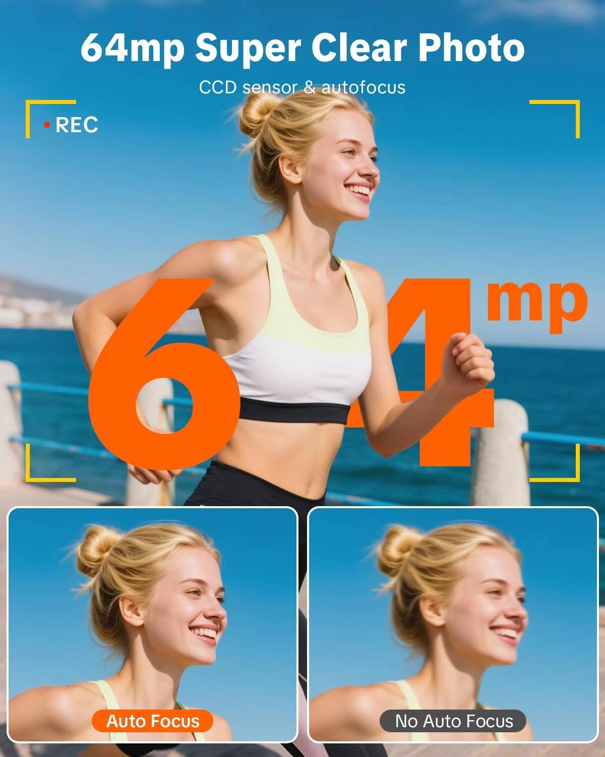 64mp Super Clear Photo CCD sensor & autofocus

REC

64mp

Auto Focus

No Auto Focus