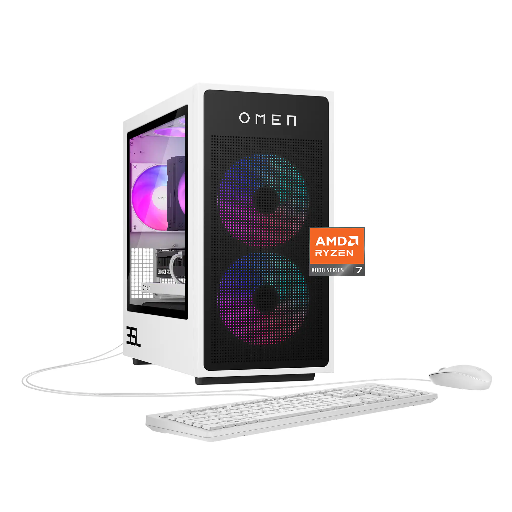 HP OMEN - 35L Gaming Desktop - AMD Ryzen 7 8700F - 16GB DDR5 Memory - NVIDIA GeForce RTX 5060 Ti 16GB GDDR7 - 1TB SSD - Panda Metal