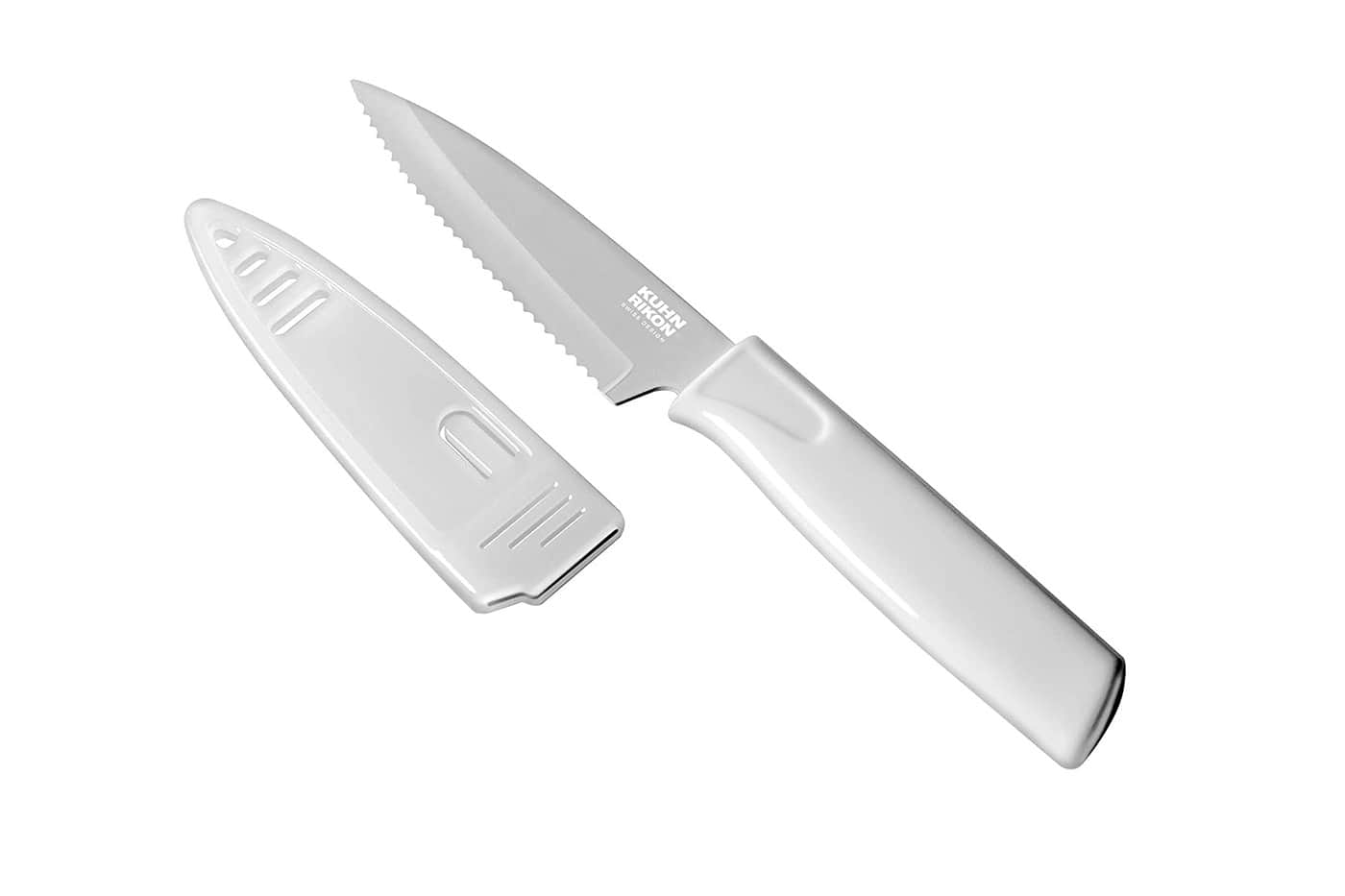 Kuhn Rikon - Colori Non-Stick Serrated Paring Knife with Safety Sheath, 4 inch - White price history on PriceWatchPro