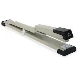 Business Source - Long Reach Stapler - Holds Upto 210 Staple - Full Strip - 12" Throat Depth - Putty Gray Black