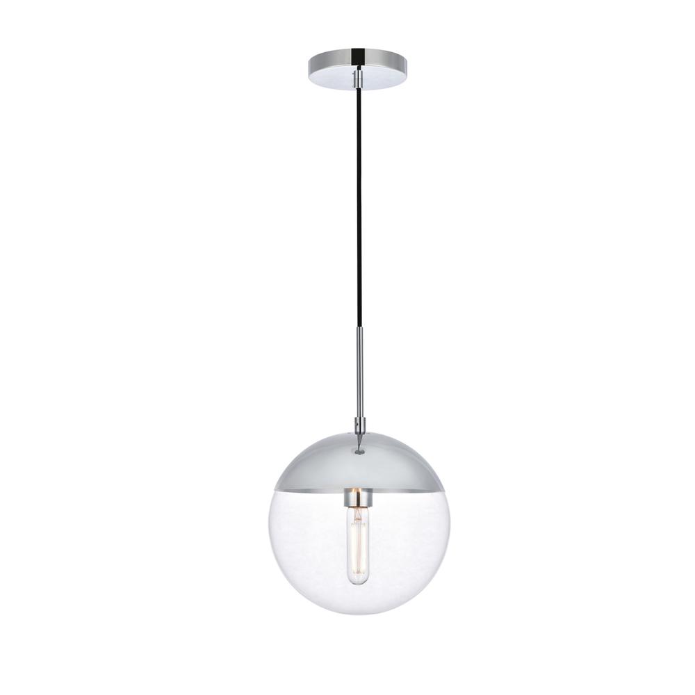 Alt View 3. Living District - Eclipse 1 Light Chrome Pendant With Clear Glass - Chrome And Clear.