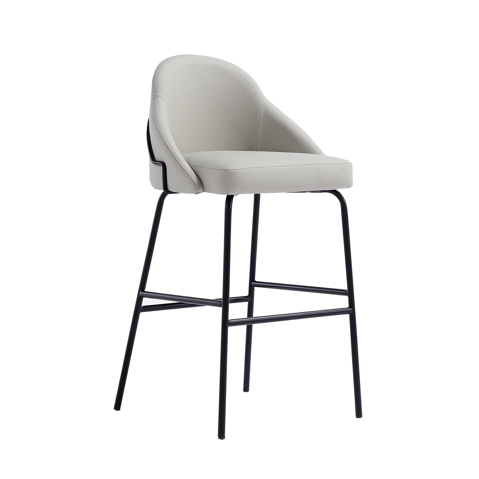 Alt View 2. Manhattan Comfort - Gracie Modern Metal Upholstered Barstool - Stone Gray and Black.