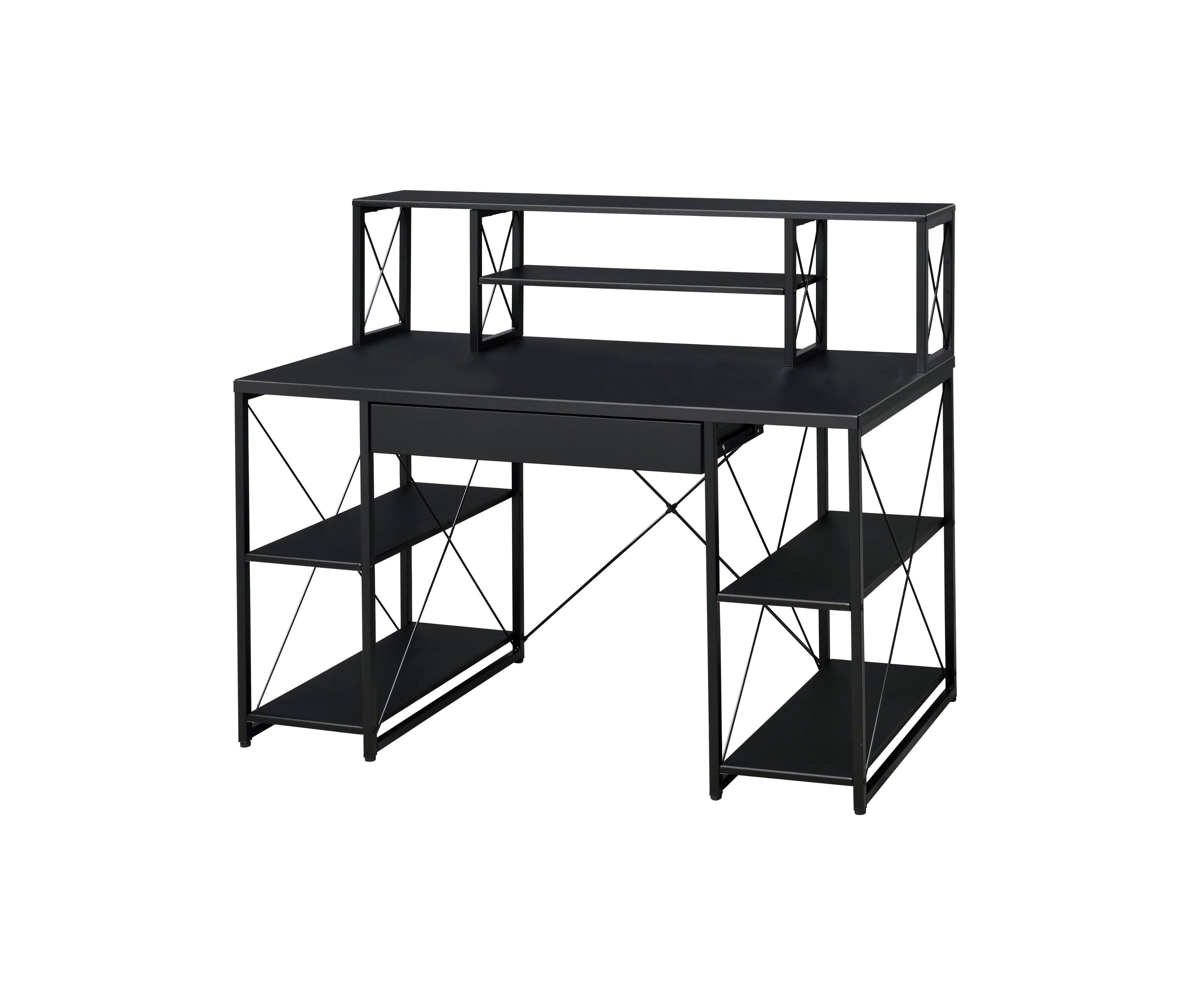 Left. APRILSOUL - Amiel All Purpose Black Finish Writing Desk - Black.
