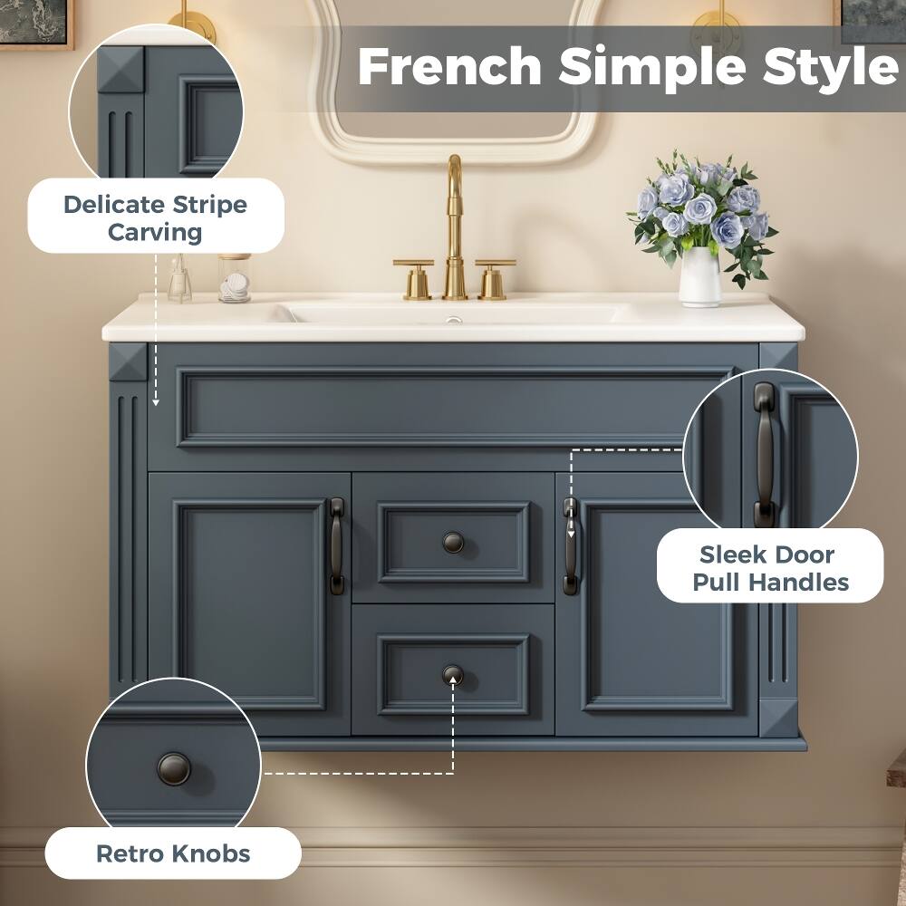 French Simple Style  
Delicate Stripe Carving  
Sleek Door Pull Handles  
Retro Knobs
