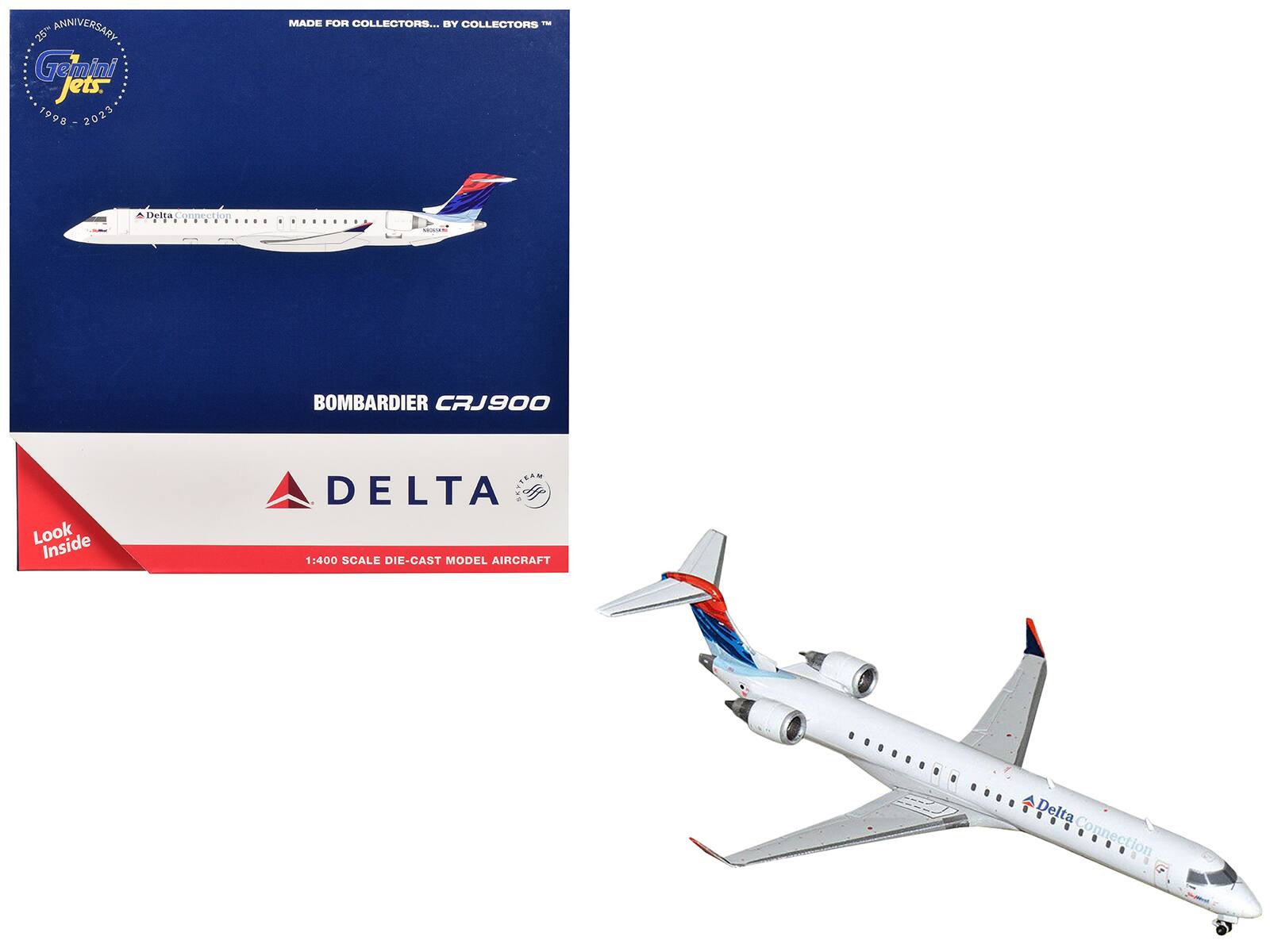 GeminiJets - Bombardier CRJ900 Commercial Aircraft Delta Connection - SkyWest Airlines (N806SK) Tail 1/400 - White with Blue and Red