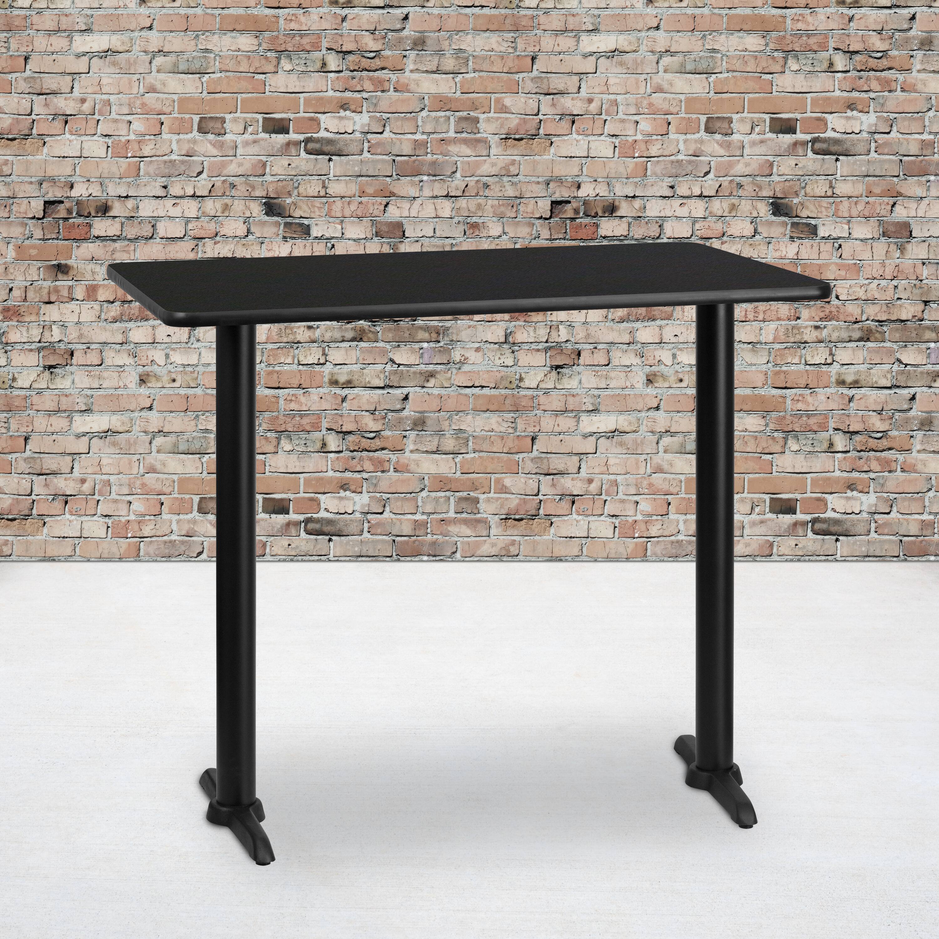 Alt View 1. Emma + Oliver - 30"x48" Rectangular Laminate Bar Table with 5"x22" Bases - Black.