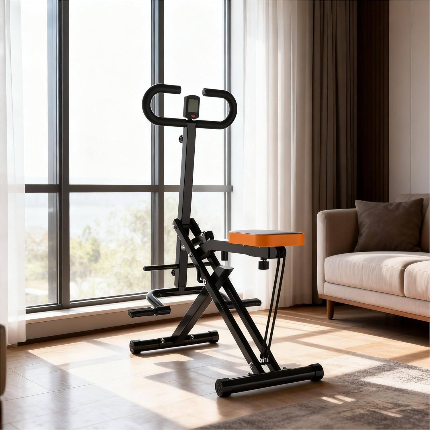 Front. PexFix - Foldable Squat Machine for Glutes, Home Butt & Thigh Workout with Resistance Bands - Black.