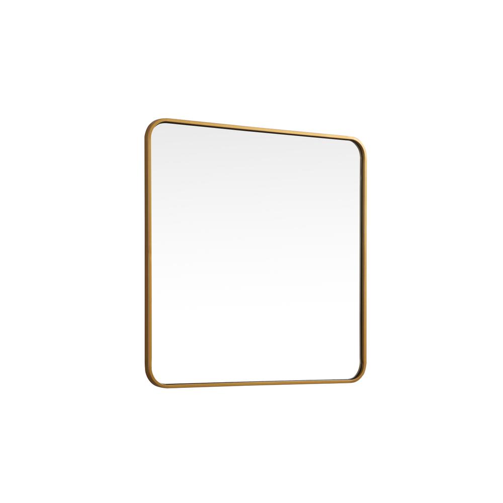 Left. Elegant Decor - Soft corner metal square mirror 30x30 inch in Brass - Brass.