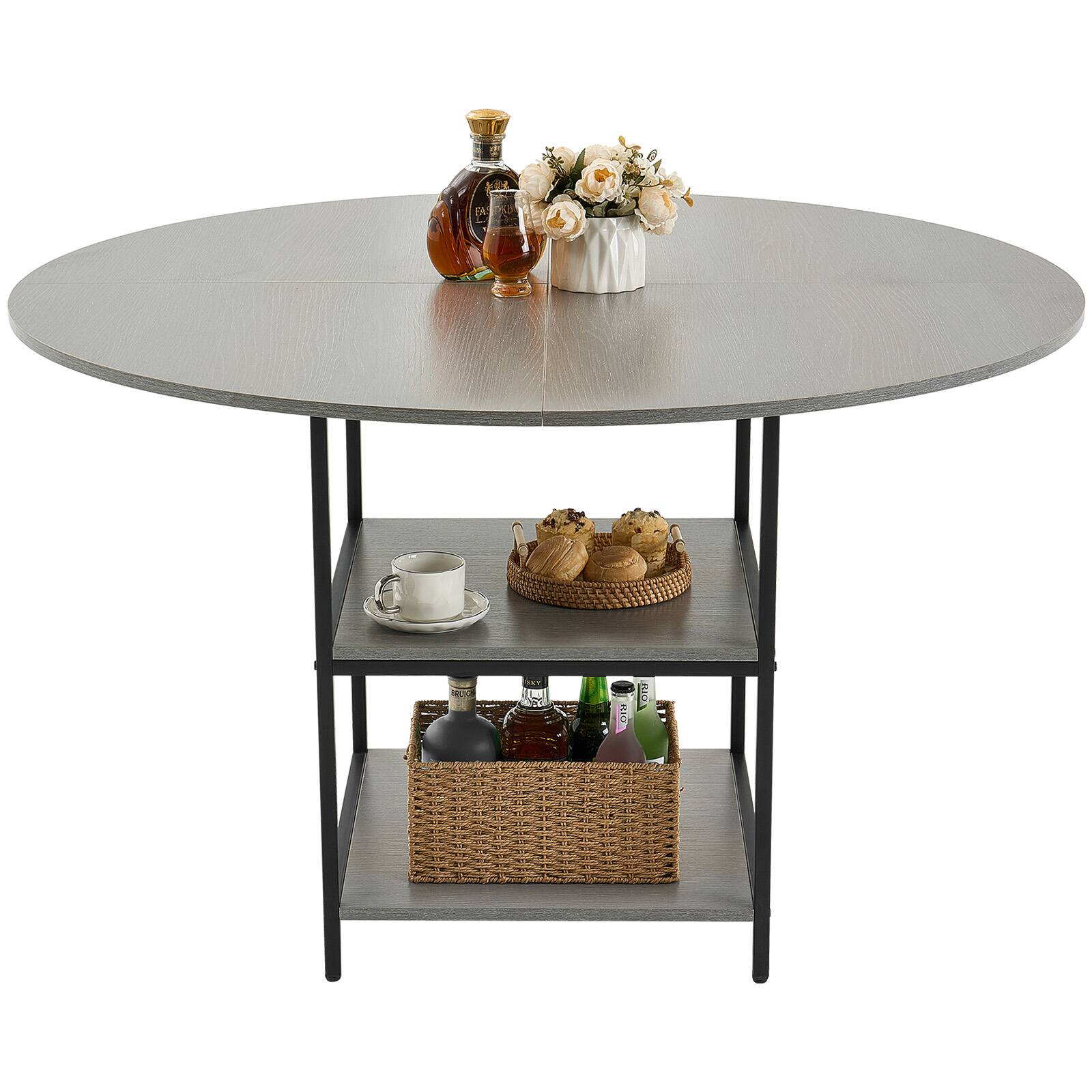 Alt View 5. VEVOR - Round Dining Table, 47 inch Wood Table for 4-6 Person, Modern Circle Dinner Furniture - Grey.