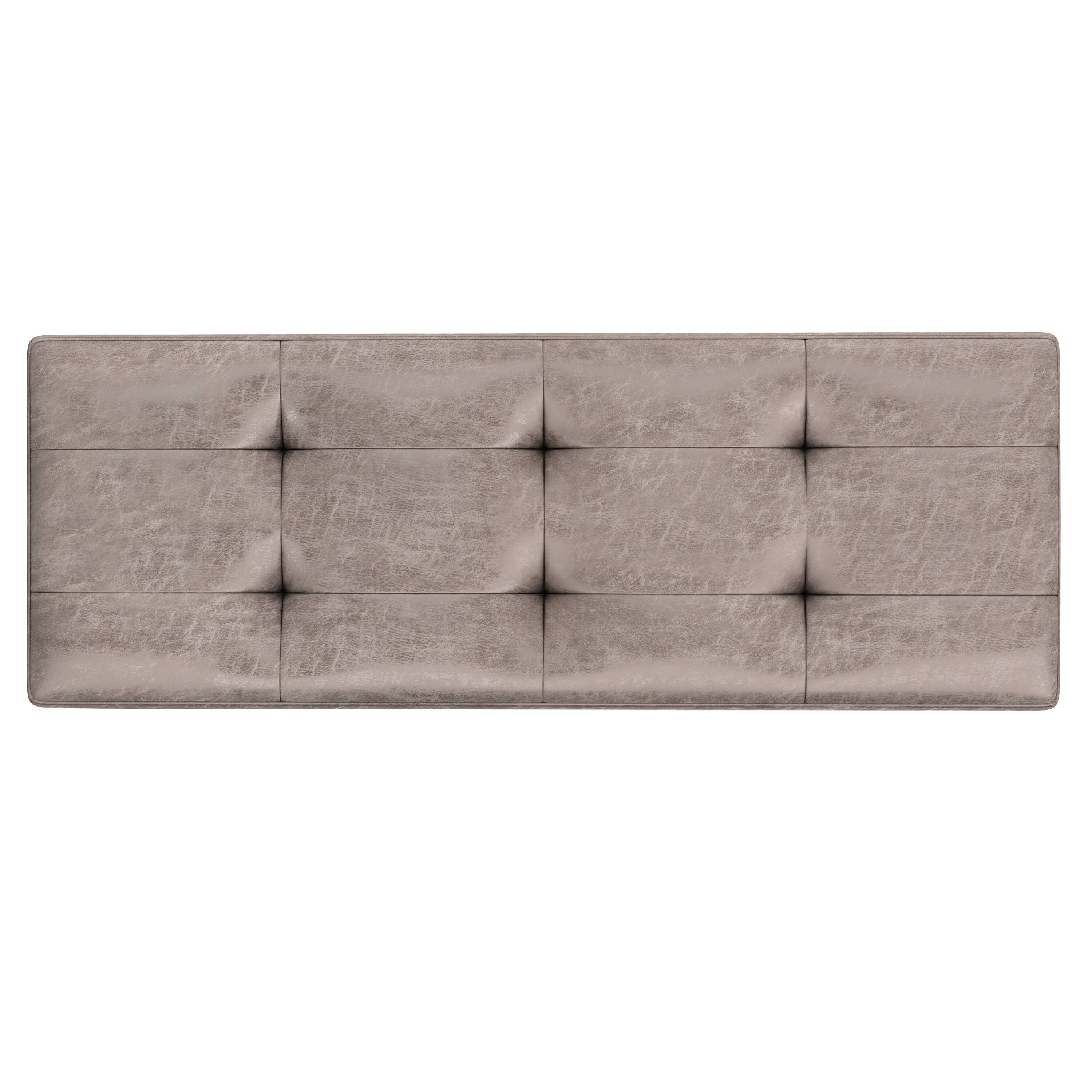 Alt View 1. Simpli Home - Shay 48 inch Wide Mid Century Modern Rectangle Storage Ottoman in Distressed Grey Taupe Vegan Faux Leather, Assembled - Distressed Grey Taupe.