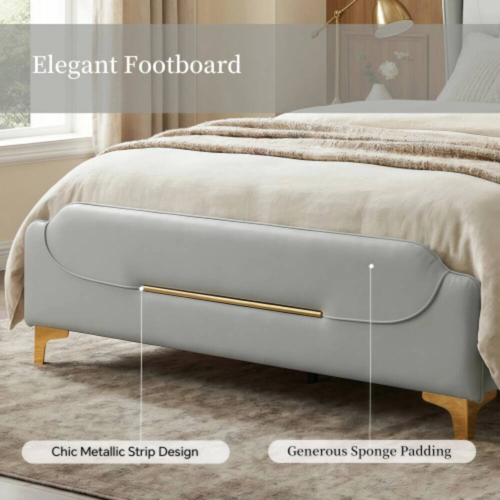 Elegant Footboard

Chic Metallic Strip Design

Generous Sponge Padding