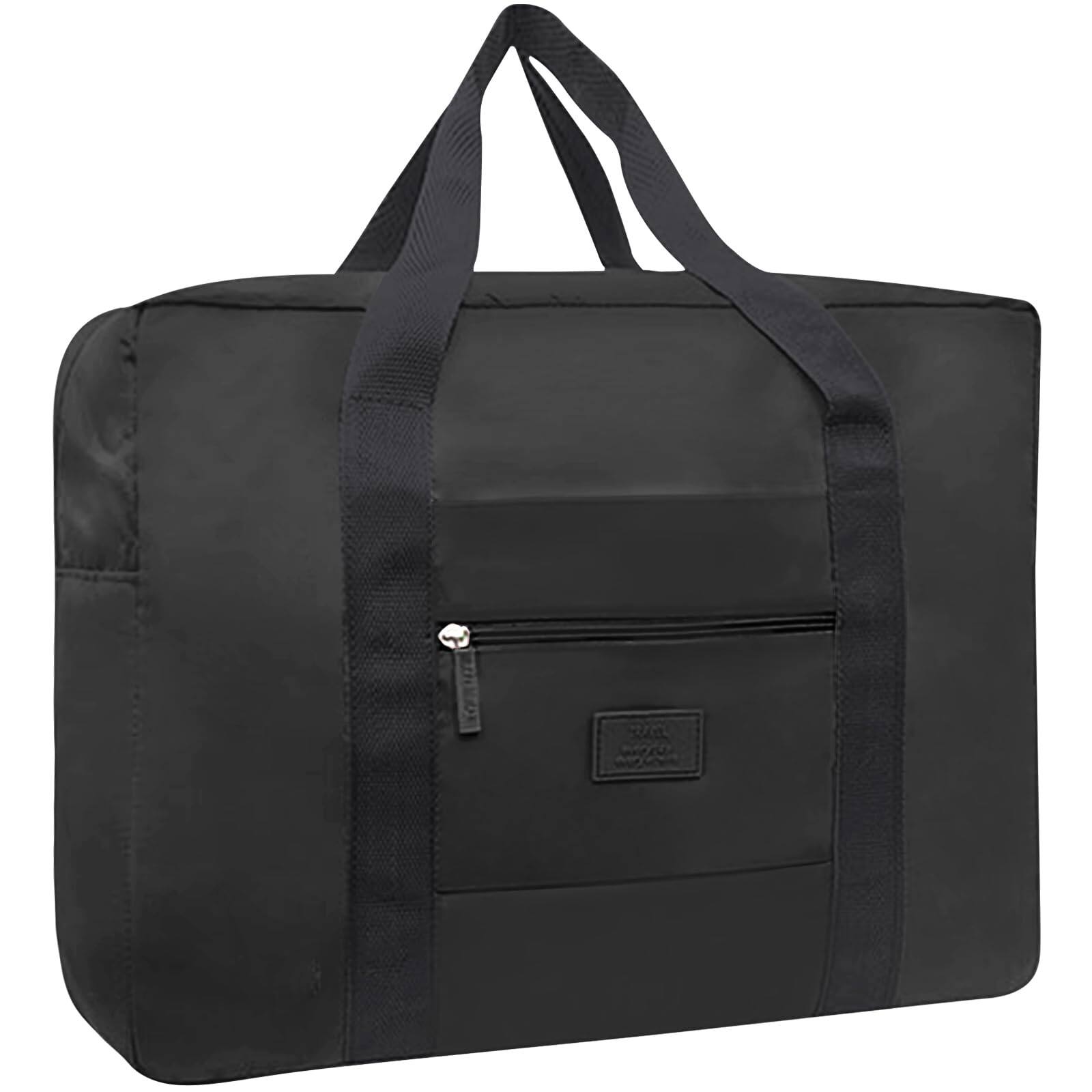 Fabibe - Travel Bag Lightweight Foldable Duffel Waterproof Sports Gym Tote Carry On Luggage Weekender Overnight (green+blue) - Black