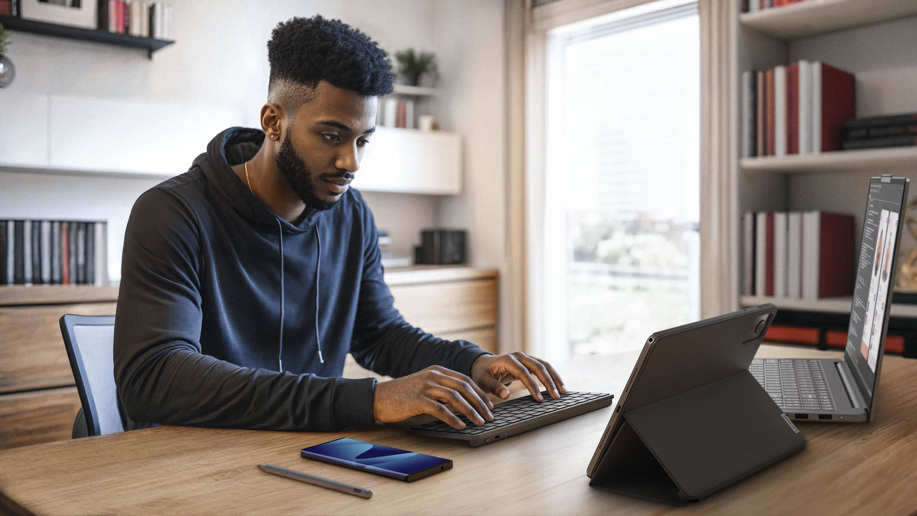 Alt View 11. Lenovo - Multi-Device Wireless Keyboard - Luna Gray.