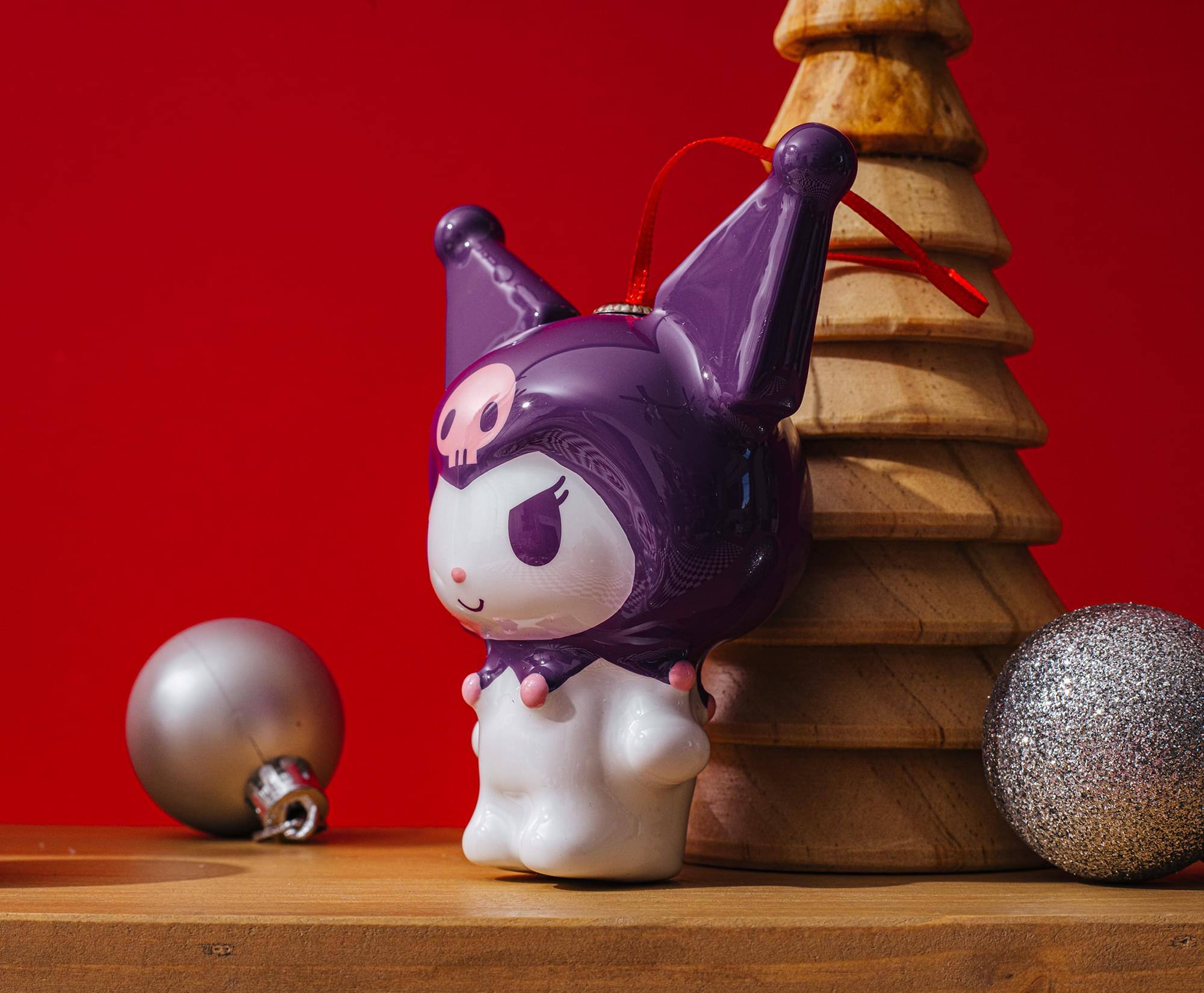 Alt View 5. Surreal Entertainment - Sanrio Kuromi 4-Inch Shatterproof Decoupage Ornament - Purple.