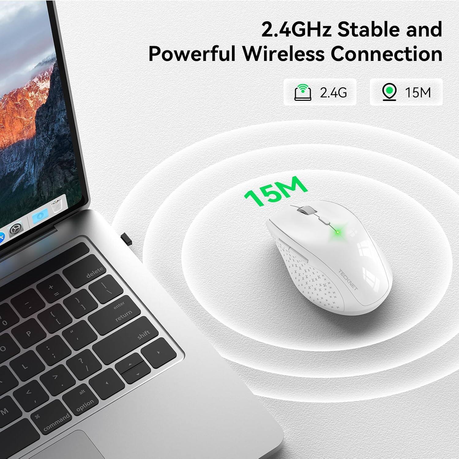 2.4GHz Stable and Powerful Wireless Connection

2.4G
15M
15M

delete + / = \ / } - 1 enter with return [ P 4g shift : ;  L I V 1 V alt Y option 3g command

TECKNET