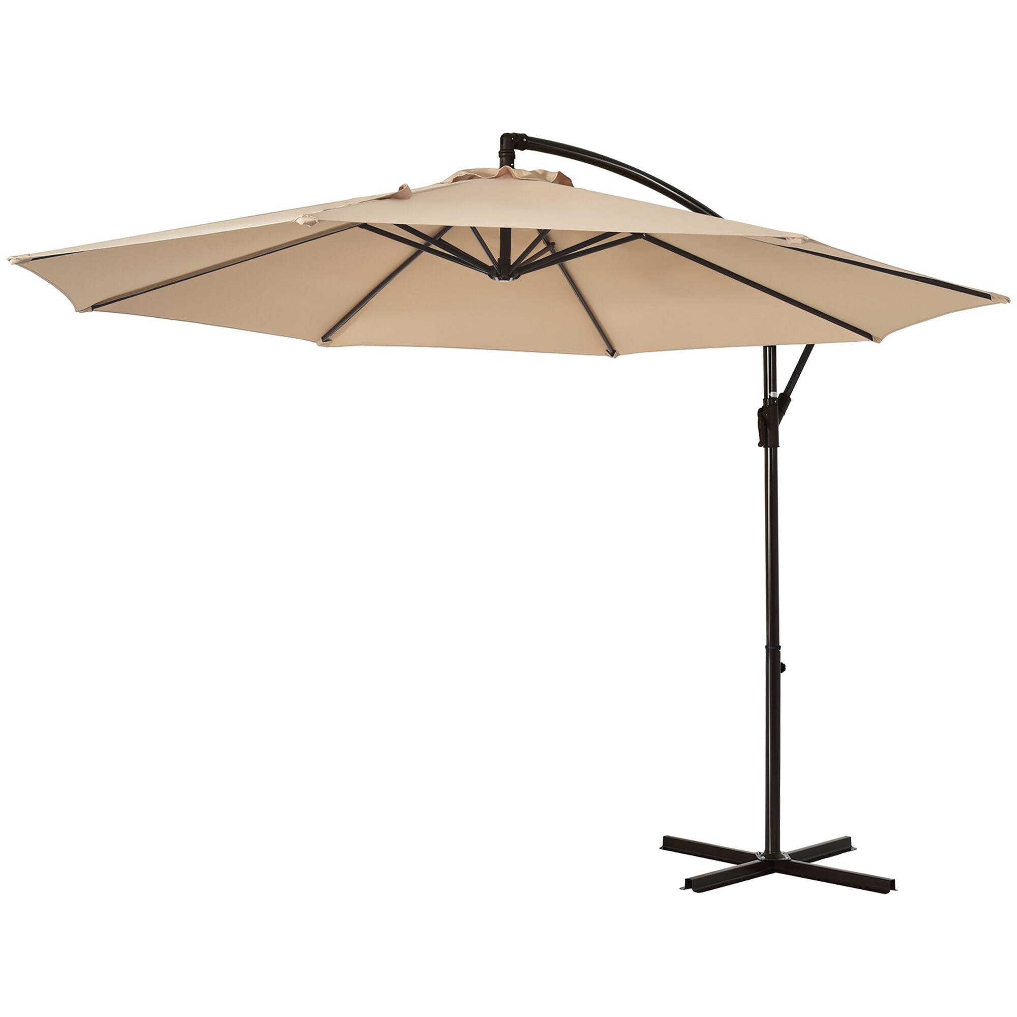 Alt View 3. Gymax - Gymax 10 ft Patio Cantilever Offset Umbrella Yard Garden Outdoor w/ 8 Ribs Beige - Beige.
