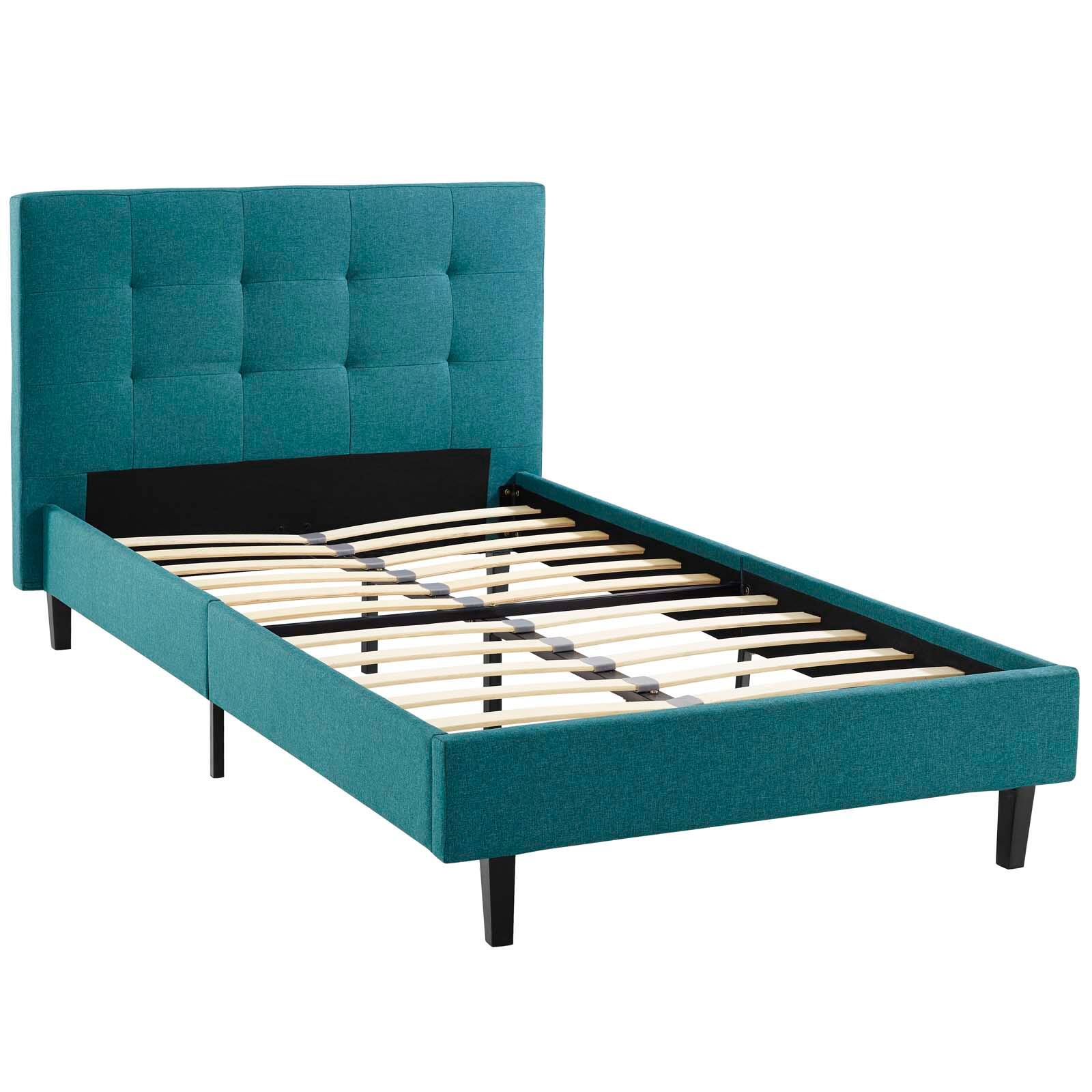 Left. Modway - Mia Fabric Twin Bed - Gray.
