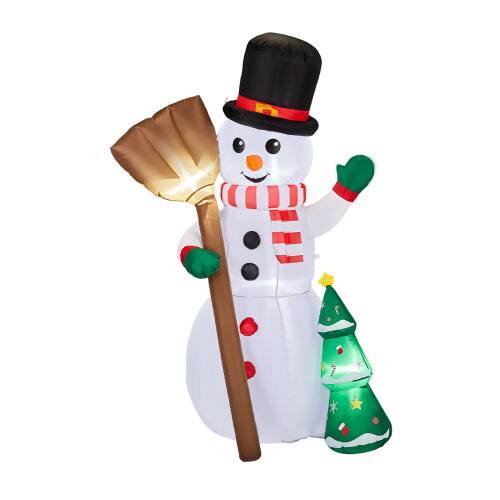 Winado - 6.2 FT Christmas Santa Snowman Holding Groom Inflatable Decoration for Outdoor Air Blown Holiday - Multicolor