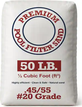 PREMIUM POOL FILTER SAND
50 LB.
1/2 Cubic Foot (ft³)
Highly efficient • Clean & Safe • Natural sand
.45/55 #20 Grade