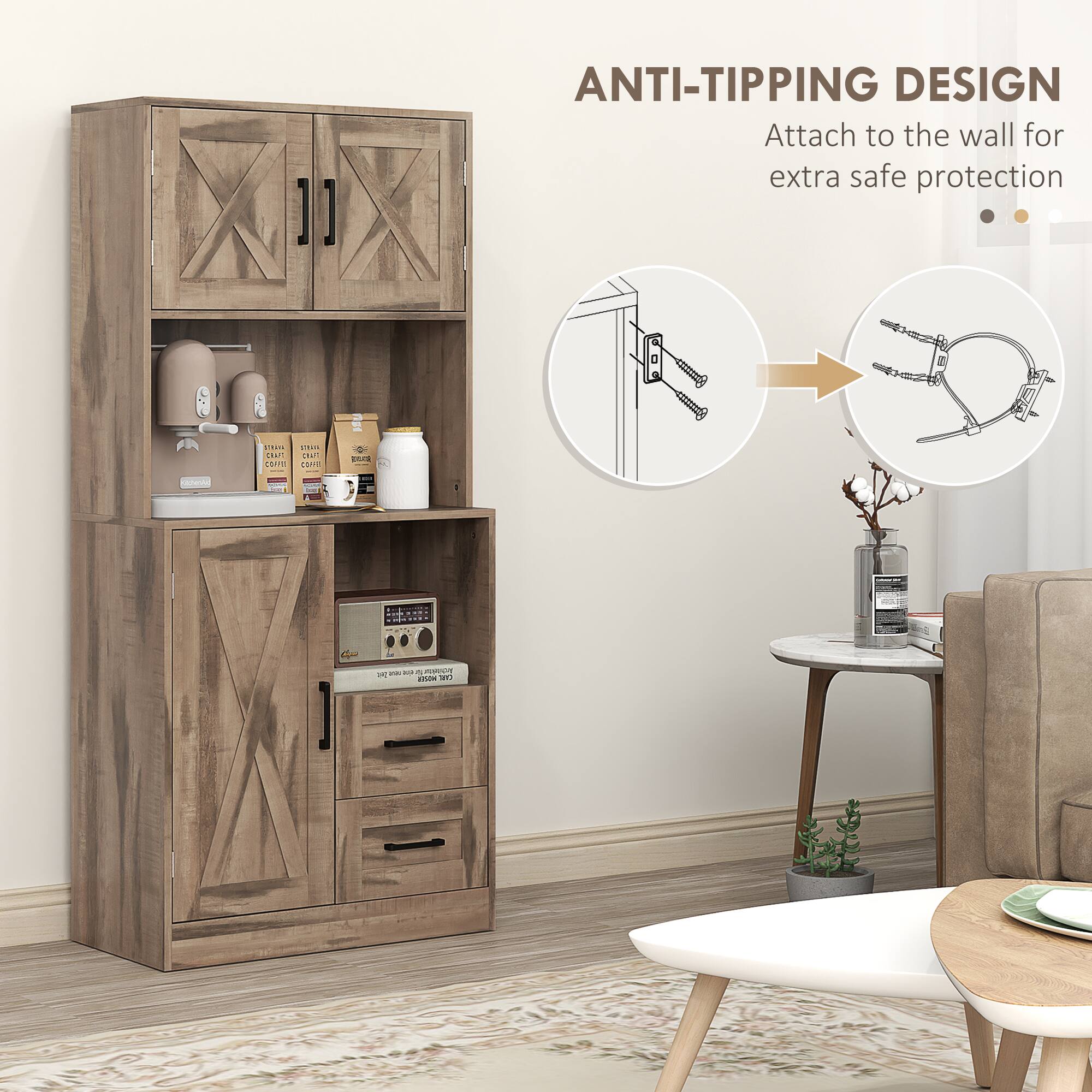 ANTI-TIPPING DESIGN  
Attach to the wall for extra safe protection