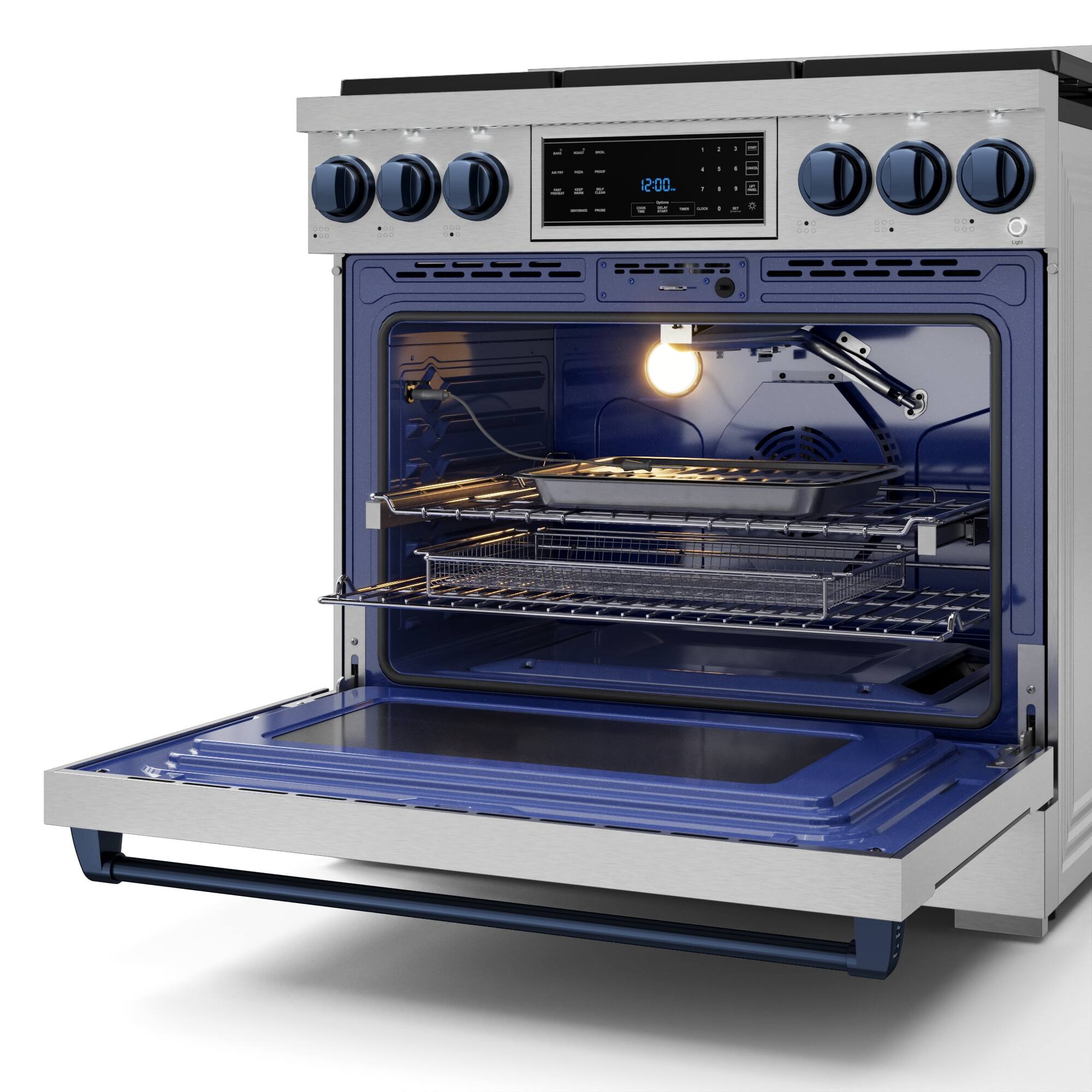 Alt View 12. Thor Kitchen - Gordon Ramsay Series by Thor Kitchen 6.0 Cu. Ft Freestanding Gas Range with Navy Blue Hardware - Stainless Steel.