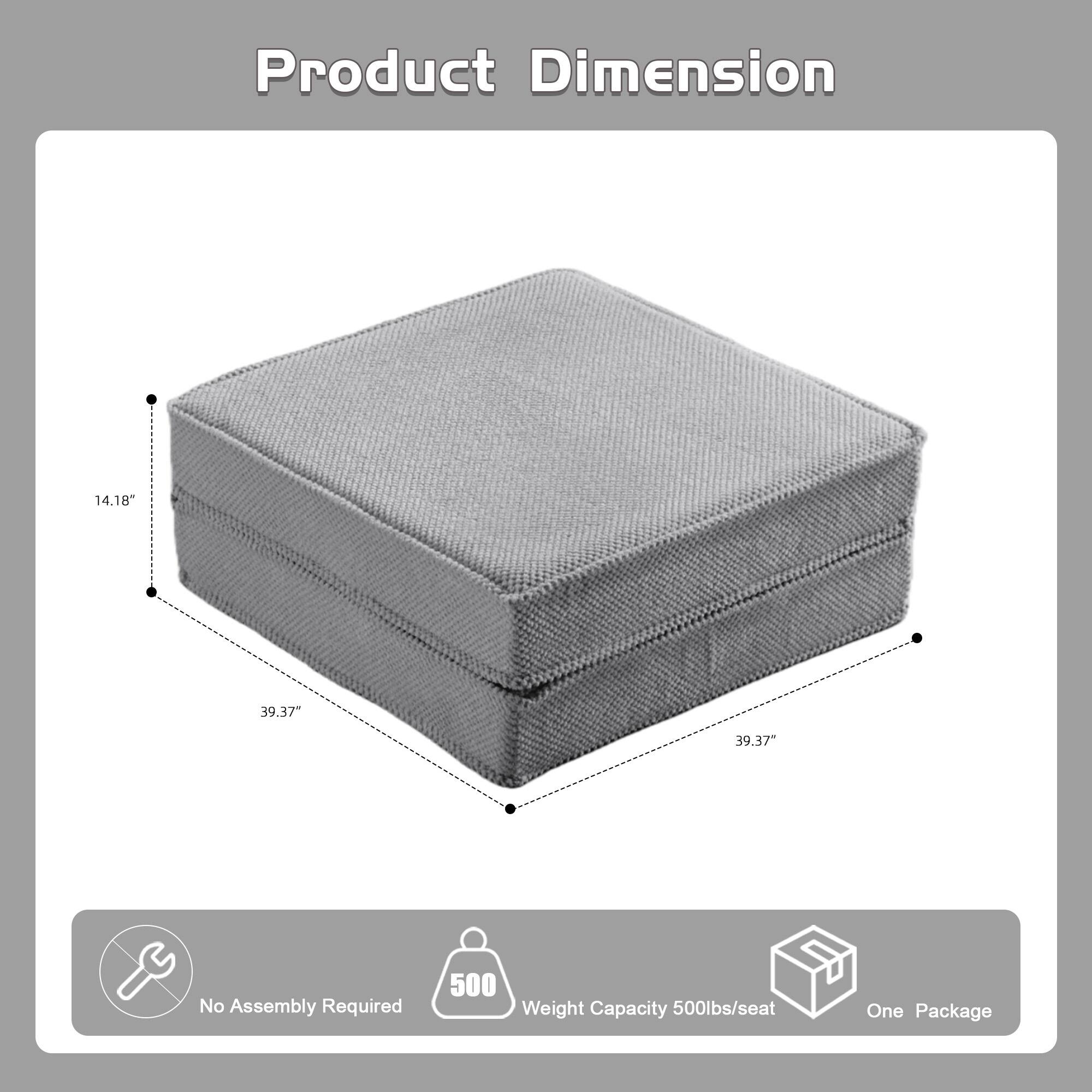 Product Dimension: 14.18" x 39.37" x 39.37"  
No Assembly Required  
Weight Capacity: 500lbs/seat  
One Package