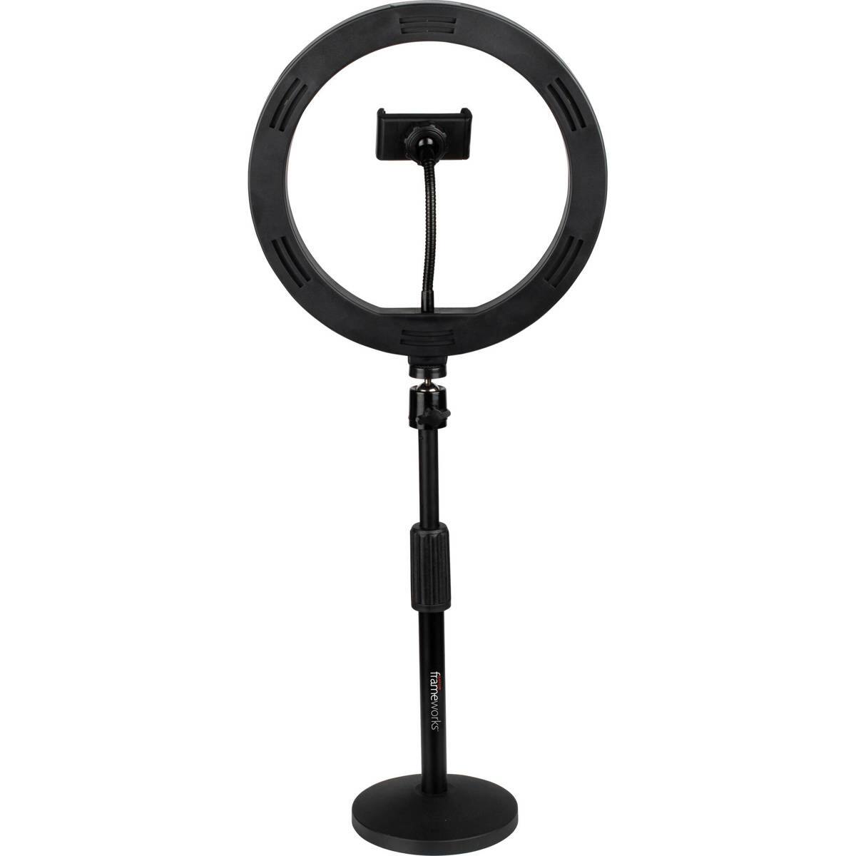 Alt View 7. Gator Cases - Gator Cases 10" LED Desktop Ring Light with Round Base Stand and Phone Clamp.