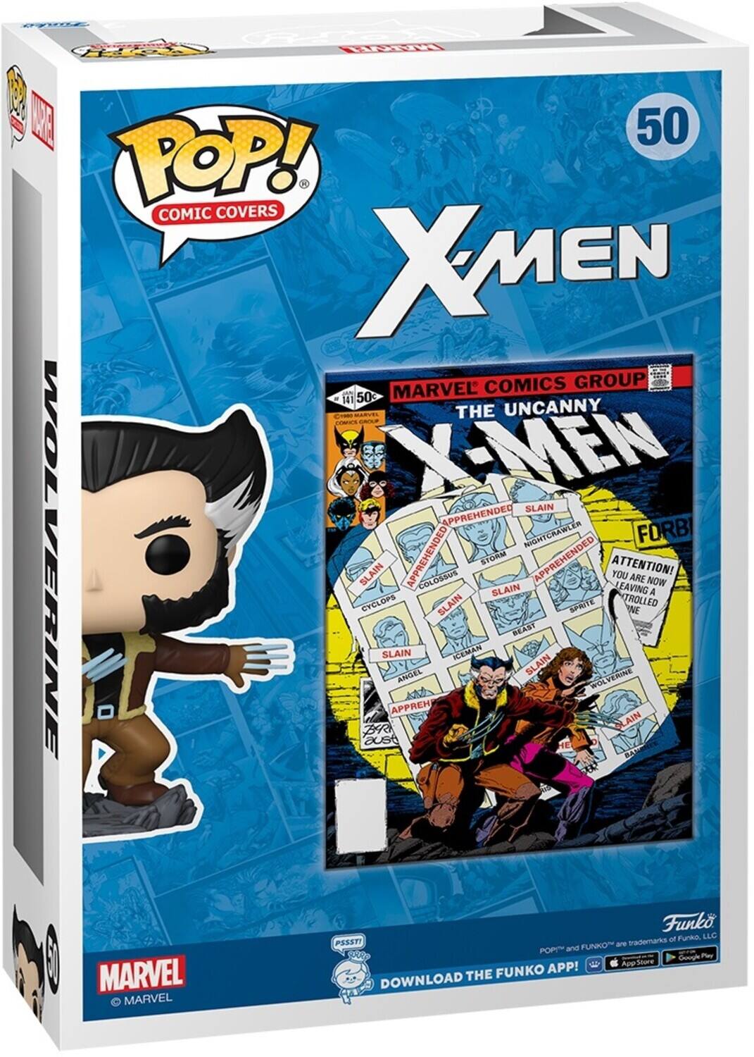 Sure, here is the corrected and grouped text from the image:

---

**POP! Comic Covers**

**X-Men**

**50**

**Marvel Comics Group**

**The Uncanny X-Men**

**50¢**

**FORBIDDEN**

**ATTENTION! YOU ARE NOW SLAIN A CYCLOPS SLAIN SPRITE TROLLED NE BEAST SLAIN ICEMAN ANGEL SLAIN WOLVERINE APPREHENDED COLOSSUS STORM APPREHENDED NIGHTCRAWLER FORBIDDEN**

**POP!** and **FUNKO** are trademarks of Funko, LLC

**DOWNLOAD THE FUNKO APP!**

**App Store** and **Google Play**

**Marvel**

© Marvel

---

This text is grouped and corrected based on the image provided.
