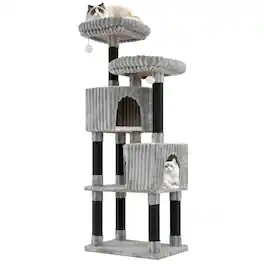 Costway - Large Multi-level Cat Tree with 2 Condos, 2 Perch Beds, Scratching Posts, Balls - HCST11492