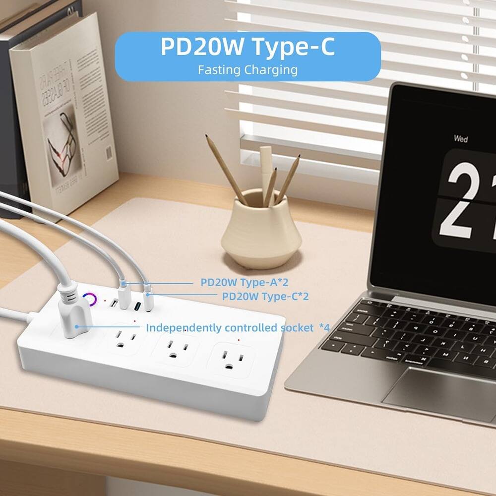 PD20W Type-C  
Fasting Charging  

PD20W Type-A*2  
PD20W Type-C*2  

Independently controlled socket *4